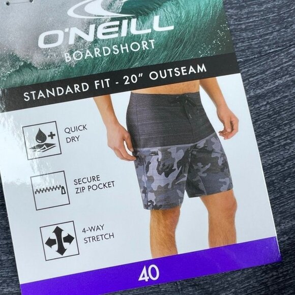 ONeill Mens Standard Fit 20" Outseam Camo Boardshorts Size 40 a0432 - Picture 5 of 7